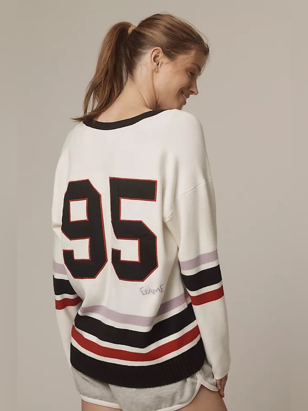 1222.ANTHROPOLOGIE Daily Practice Go Team Embroidered HenleySweater SzM NWT $178 - Picture 3 of 10